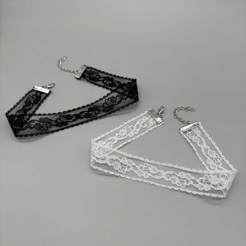 Короткое кружевное колье Nekclace для женщин и девочек, черно-белый цвет, модное романтическое ожерелье, подарок для вечеринки, оптовая продажа, украшения на шею