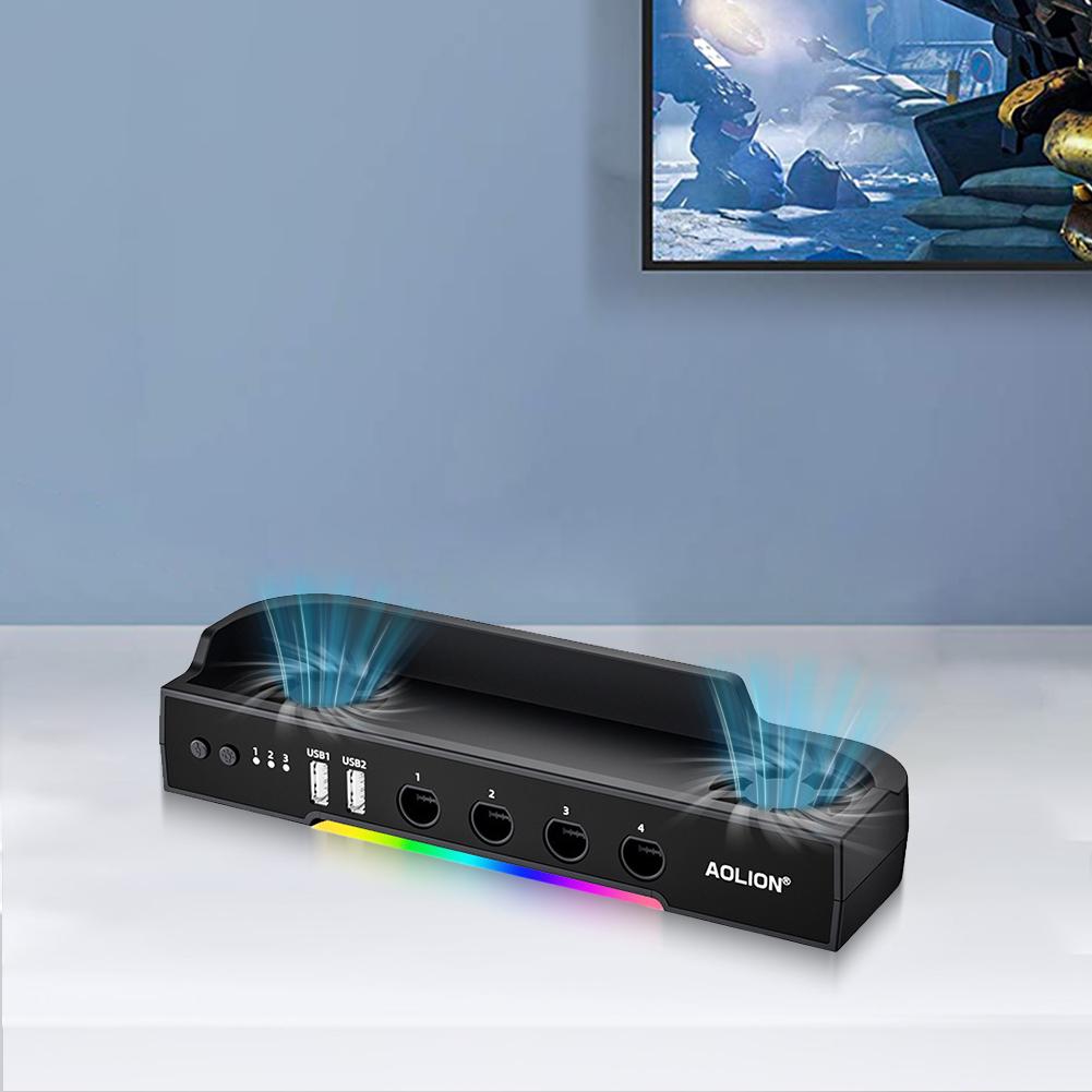 For Switch 2 Host Cooling Fan Base with NGC Game Console Base Radiator RGB Portable Heat Sink Support Wall Hanging Bracket