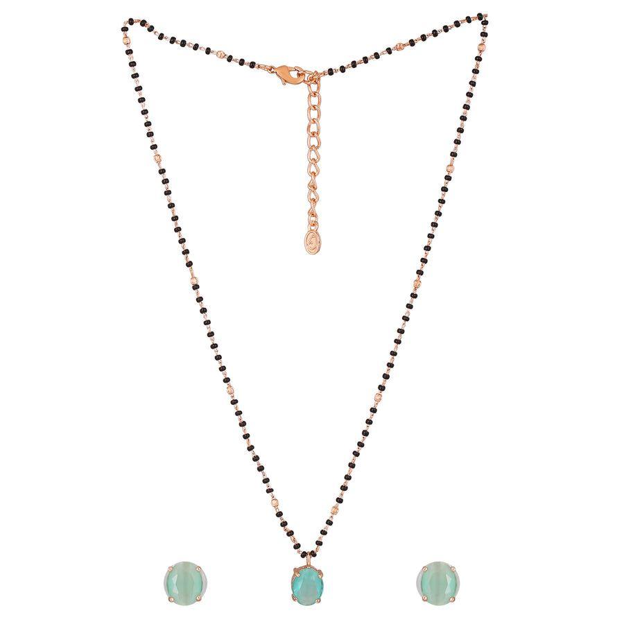 Комплект круглого дизайнерского ожерелья Estele с покрытием из розового золота и камнями мятно-зеленого цвета для женщин