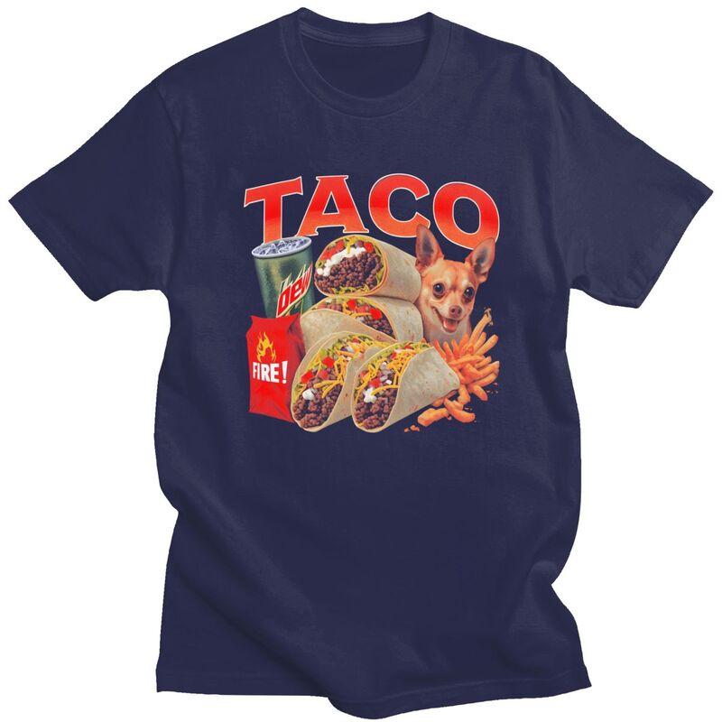 Mens Taco Bell Meme Dog T Shirt Round Neck Pure Cotton Short Sleeve Tee Shirt Casual Loose Oversized Summer Tyle Clothing