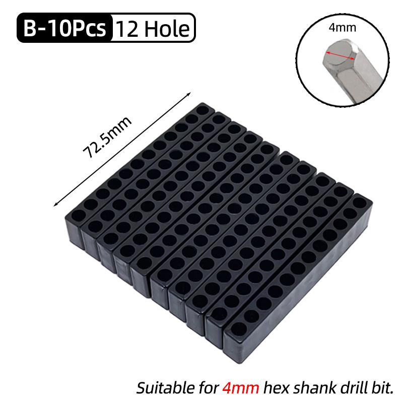 Набор 10 шт. 6/8/10/12/15 отверстий 6,35 мм/4 мм шестигранный хвостовик держатель бит для отвертки пластиковый органайзер для хранения головок сверл ручные инструменты аксессуары