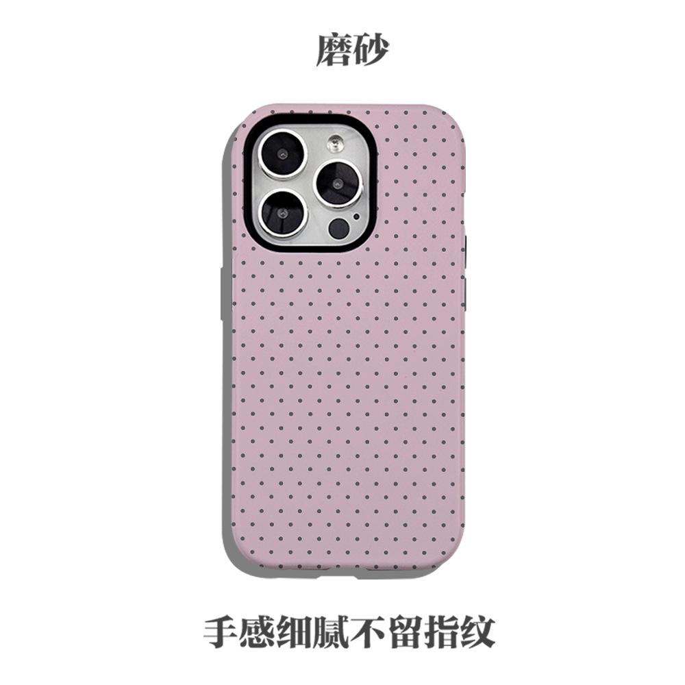 Pink Polka Dot Phone Case, Retro Minimalist Soft TPU Cover for iPhone