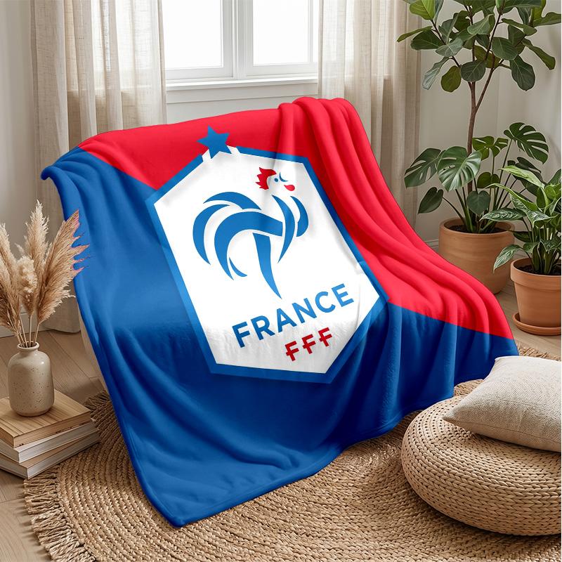 Фланелевое одеяло с принтом France Football, приятное для кожи, теплое, декоративное покрывало для дивана, кровати, для повседневного использования