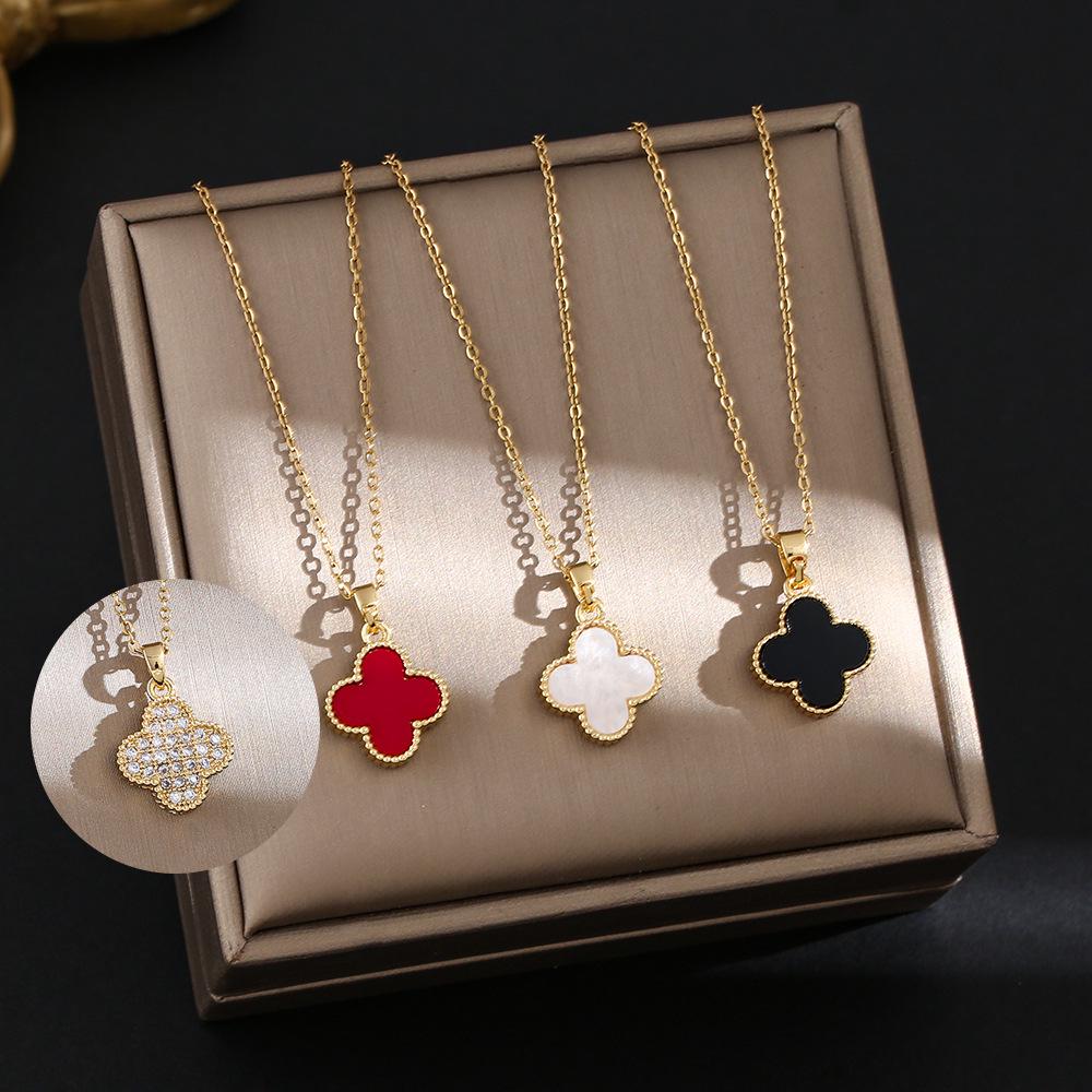 Роскошное ожерелье из титановой стали в виде четырехлистного клевера – Элегантная, прочная, не выцветающая цепочка для ключиц для женщин