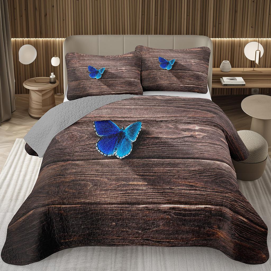 Покрывало с бабочками Твин/Квин/Кинг Акварельный ботанический цветочный стеганый двусторонний комплект постельного белья в стиле фэнтези