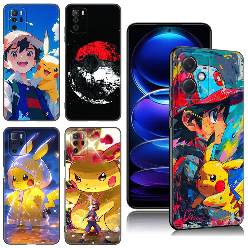 Милый черный силиконовый чехол для телефона P-Pikachu для Xiaomi Redmi Note 9 10 11 11S 11T 12 13 Pro 5G Plus 9S 10S 12S