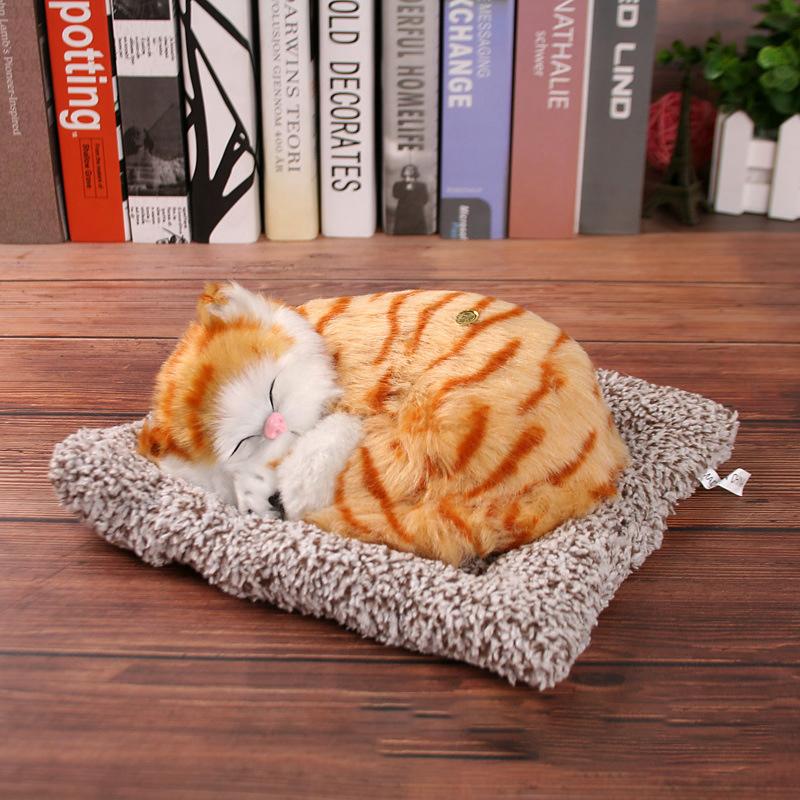 Sleeping Animals Bamboo Charcoal Lifelike Cat Dolls Plush Toys Simulation Creative Home Office Car Decoration Kitten Ornaments