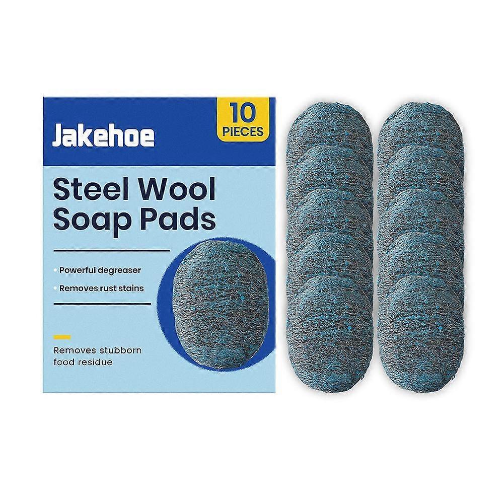 Steel Wool Soap Pads,Reusable Cuts Grease and Removes Rust- 10Pcs/Box