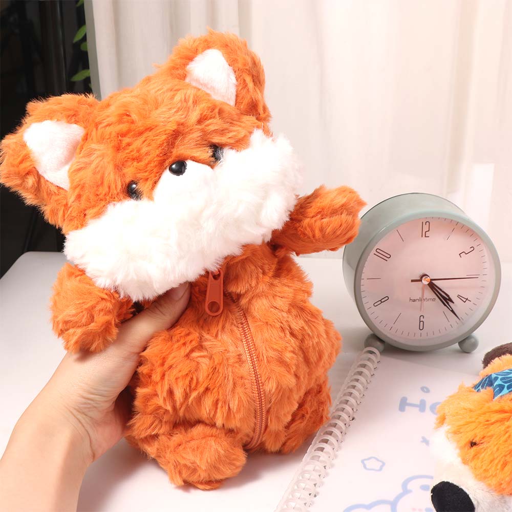 Forest Animal Pencil Case Cartoon Stationery Storage Bag Plush Pen Bag Desktop Organizer