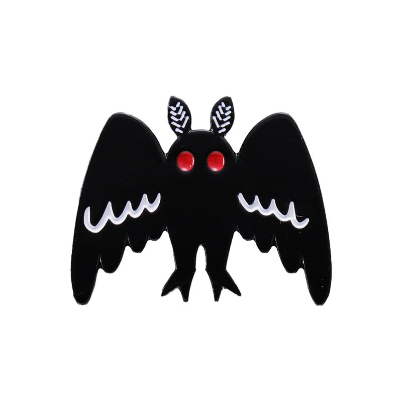 Эмалевые булавки Mothman Custom Red Eye Invisible Creature Animal Brooches Badges Punk Gothic Jewelry Gift for Friends
