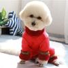Питомец новый праздничный четырехлапый танский костюм красная одежда с хлопковой подкладкой плюшевый чем медведь щенок собака на животе утолщенная теплая одежда