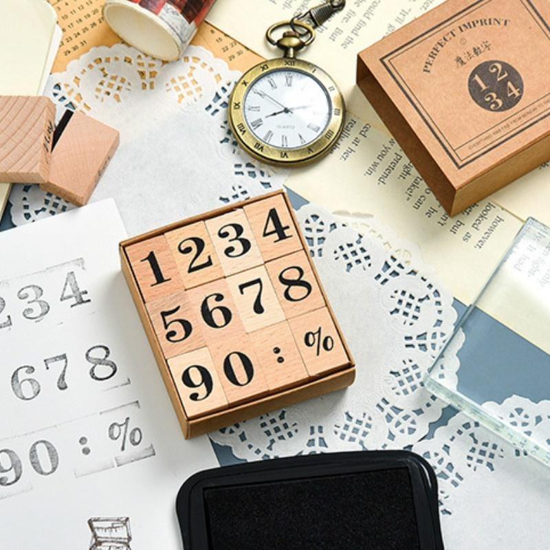 DIY Week Month Wooden Log Rubber Stamp Set