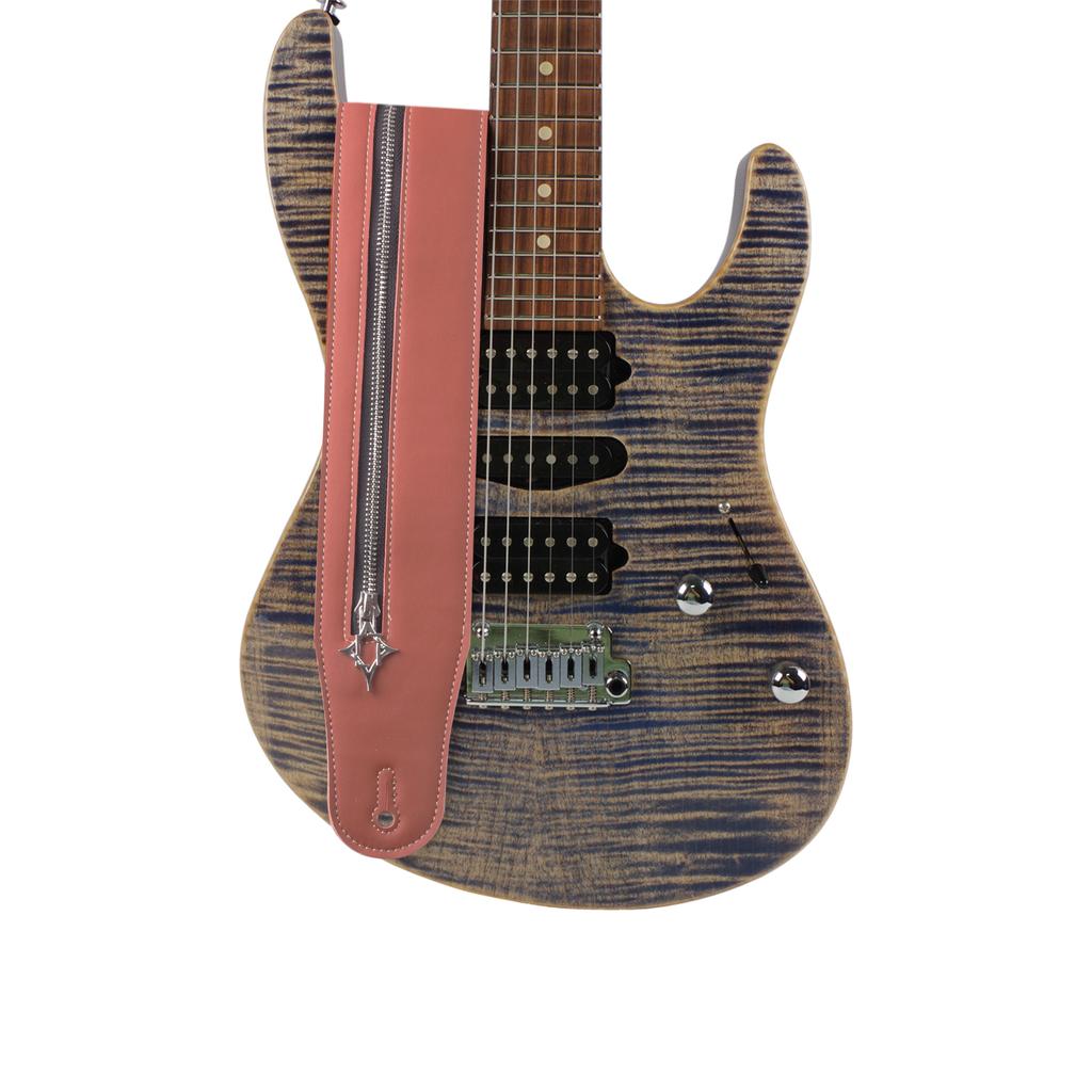 Guitar Strap Zipper Leather Straps Acoustic Guitar Accessories for Bass Electric Guitars Adjustable