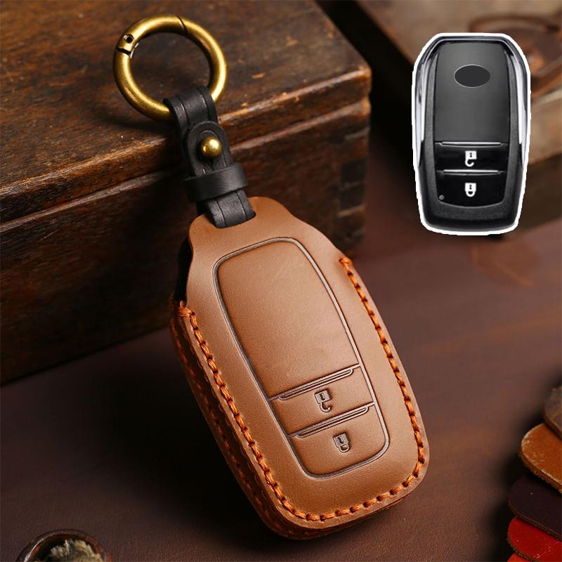 Кожаный чехол для автомобильного ключа для Toyota RAV4 Crown Hilux Fortuner Camry Land Cruiser Prado Protect Shell Fob Accessories