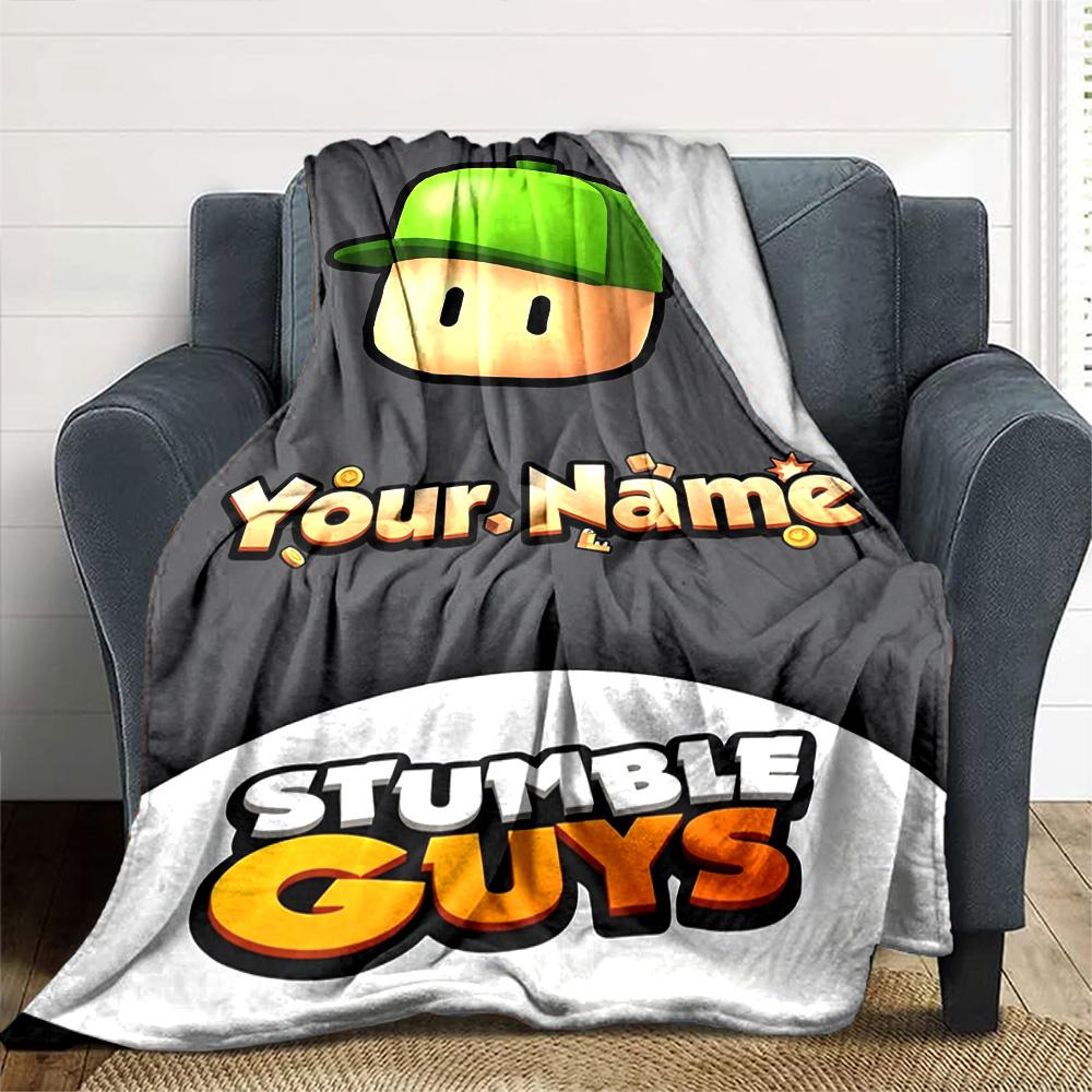 Stumble Guys Personalized Text Blanket Throw Customizable Blanket Durable Comfort Suitable for Seaside Couch Nap Chair for All Occasions