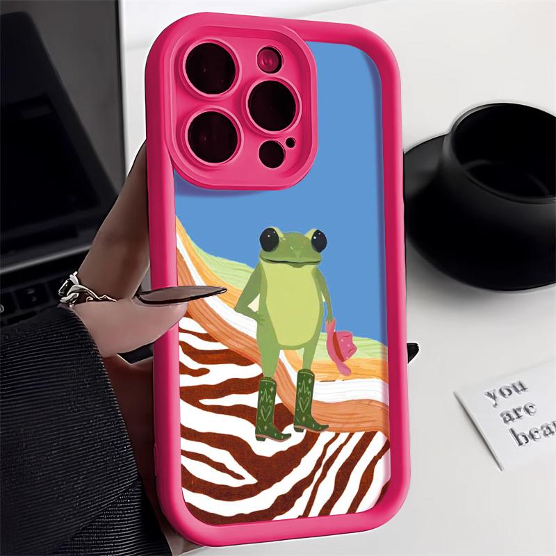 Чехол для телефона с изображением милой лягушки из мультфильма для iPhone 15 Pro, чехол для iPhone 11 13 12 14 16 Pro Max XR XS X 7 8 Plus SE, мягкий чехол-бампер