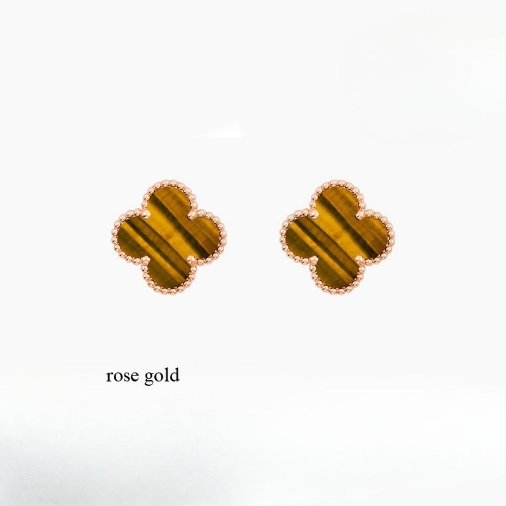 9mm Four-leaf Clover Mini Earrings Red Black Agate White Shell New Arrival Ladies Earrings