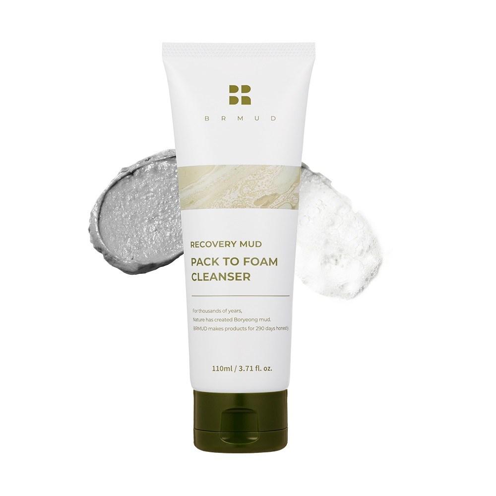 BRMUD Recovery Boryeong Mud Pack-to-Foam Cleanser – Detoxifying & Soothing Face Wash, Korean
