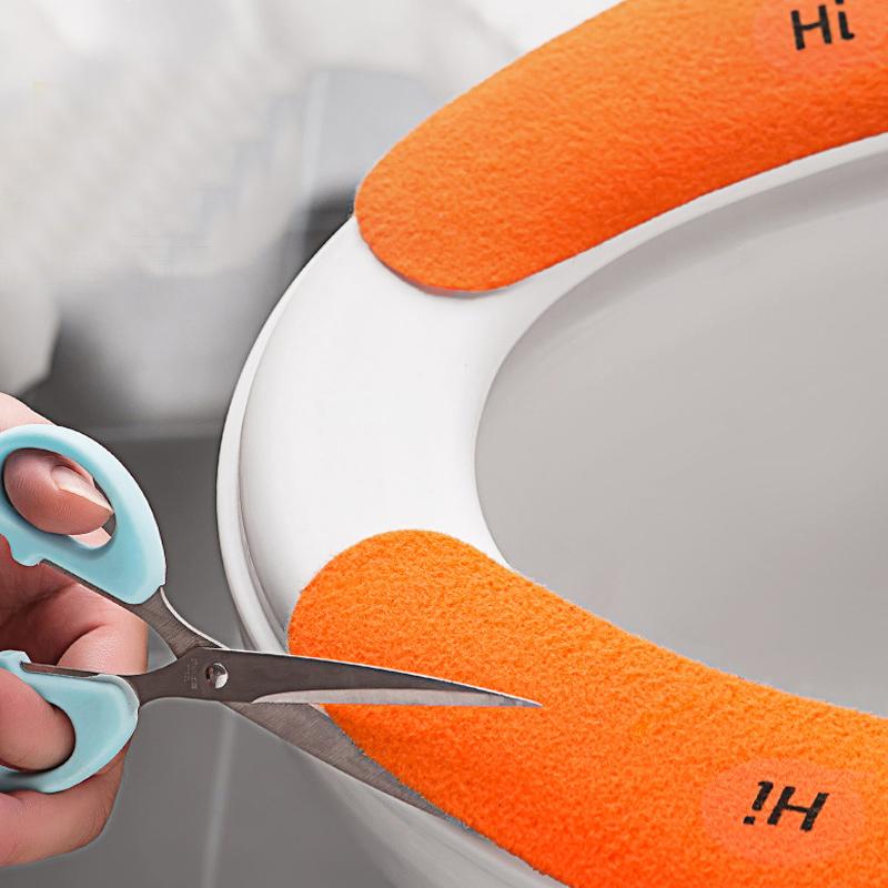 1 Pair Bathroom Warmer Universal Toilet Cover Self-adhesive Toilet Seat Cover Pad