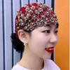 Women's Four-Season Thin Gold Thread Plum Blossom Beaded Lace Head-Wrapping Hat Breathable Hat Fashionable Hollow Pull-On Hat