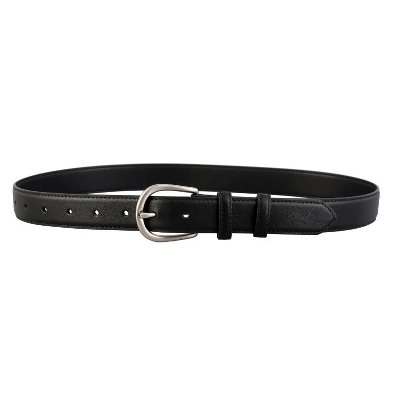 Women S Genuine Leather Belt Silver Buckle Fashion Casual Versatile Accessory