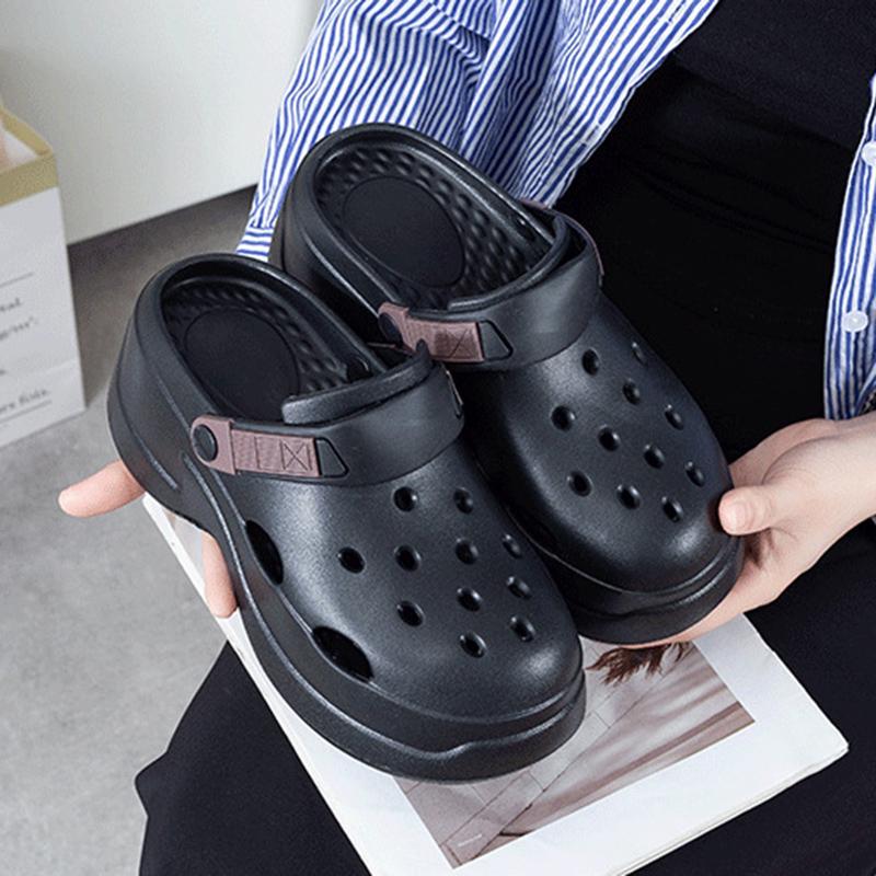 Женские сандалии на толстой платформе с толстой подошвой из ЭВА-танке для женщин 2025 года, нескользящие пляжные шлепанцы, дышащая садовая обувь