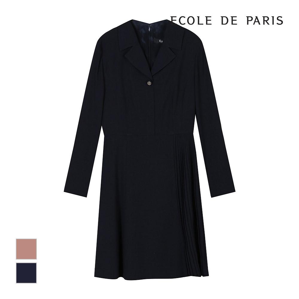Платье ECOLEDEPARIS с асимметричным плиссированным воротником_Pb28Woa002A