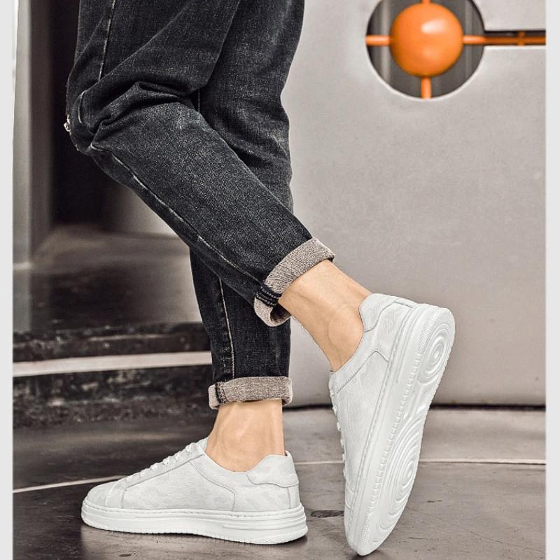 Genuine Leather Men's Casual Shoes High Quality Men's White Shoes 2024 Fashion Comfortable Male Flats Large Size 37-46 Men Shoes