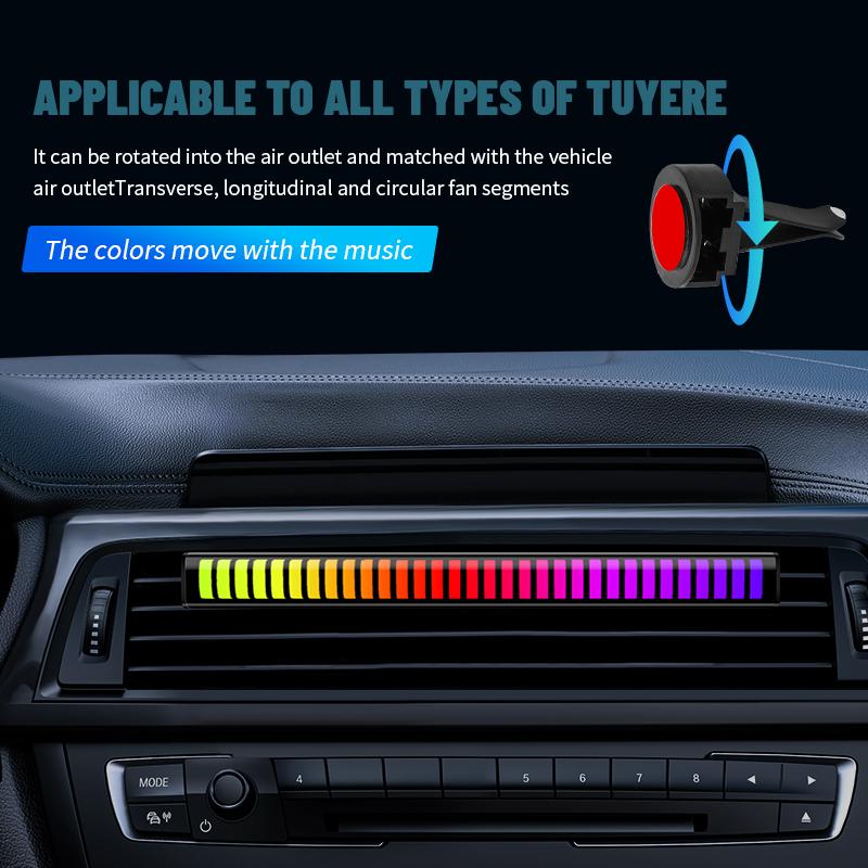 24 LED RGB Car Ambient Light with Sound Control & Air Freshener - Voice Rhythm Pickup Lamp for Diffuser Vent Clip, APP Control
