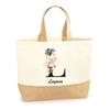 Tote bag - PLANETEE - Layana Lettre Fleur - jute naturel - fabriqué en France - multicolore