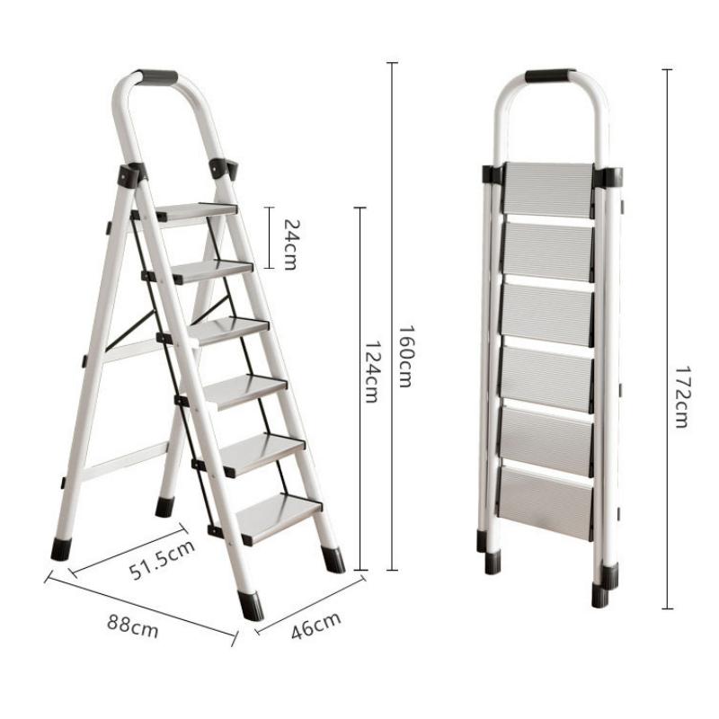 Indoor zigzag ladder, folding ladder, aluminum alloy pedals, mobile staircase, portable storage, multifunctional step ladder