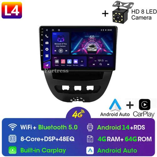 Android 14 2 Din Car Multimedia Player For Peugeot 107 Toyota Aygo Citroen C1 2005-2014 Carplay Stereo GPS Navigation BT WIFI
