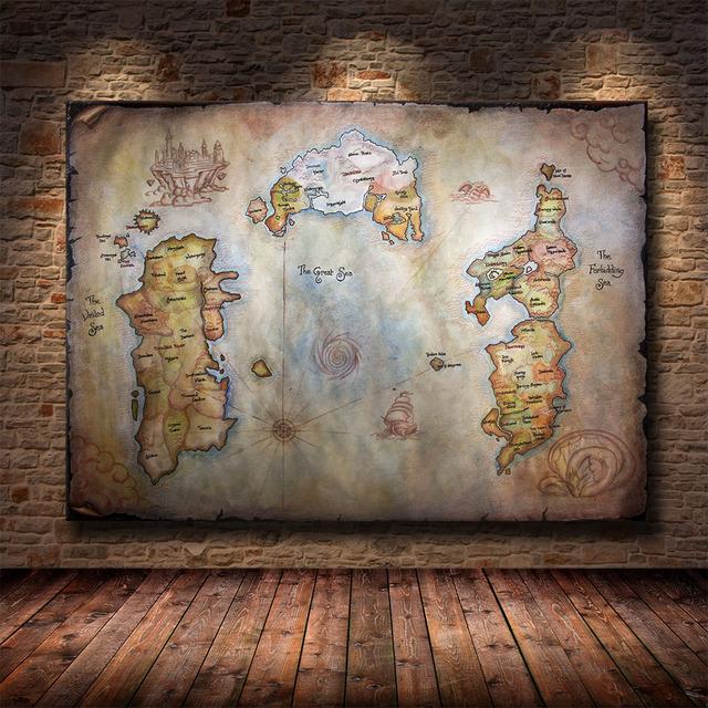 Игровая карта World of Warcraft Картина на холсте Настенное искусство Постеры Печать Картины для гостиной Спальня Игровая комната Домашний декор Без рамки