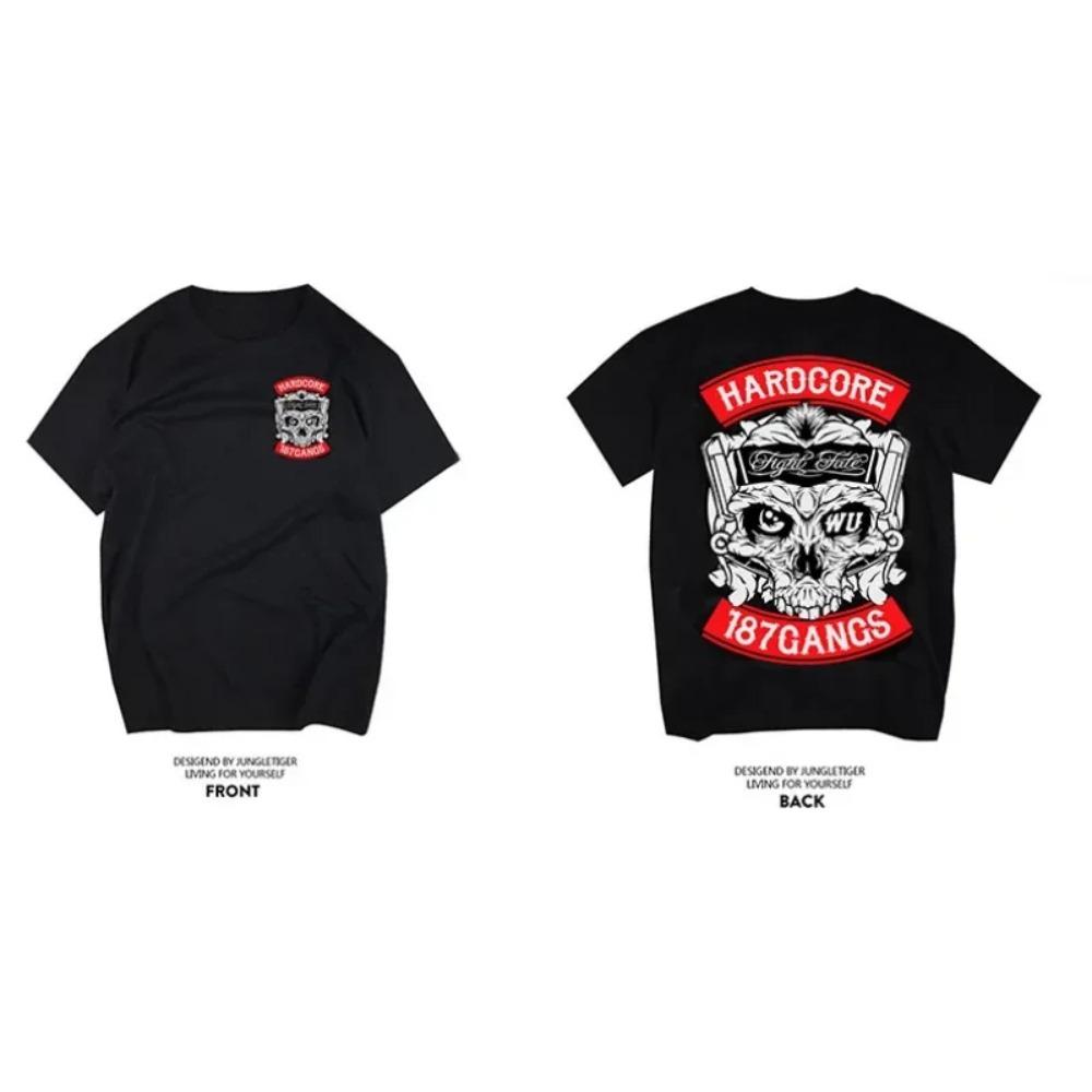 2024 Новая футболка большого размера с коротким рукавом из чистого хлопка для мужчин и женщин, футболка свободного кроя с принтом рок-американской ретро мотоциклетной тематики Harley