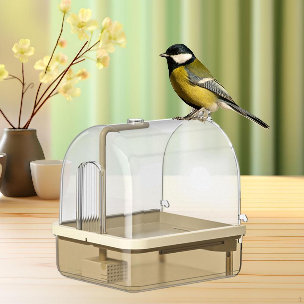 Hanging Bird Bath Box Parrot Bathing Tub House Water Shower Bowl for Parakeets