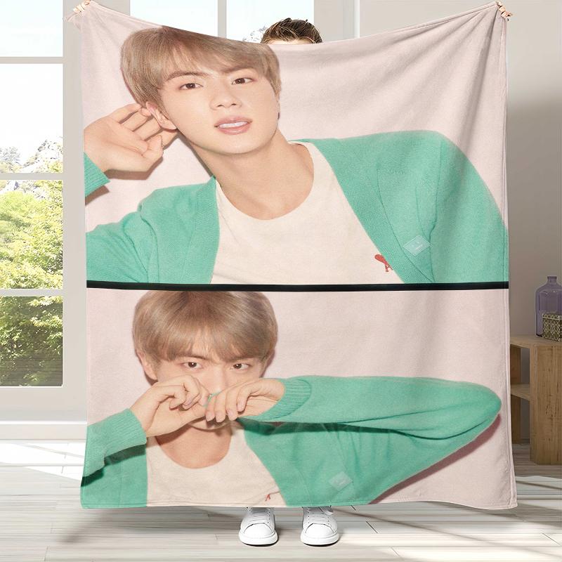 Ким Сок Джин Kpop B-BTS Фланелевое одеяло, Ультрамягкое теплое плюшевое покрывало для дома, спальни, кровати, дивана, офиса, кемпинга, пикника, подарок