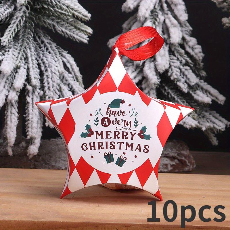 10 шт., Упаковочная коробка в форме рождественской звезды, Упаковочная коробка для конфет и шоколада, Упаковочная коробка для подарочных украшений, Коробка для печенья, Товары для рождественской вечеринки