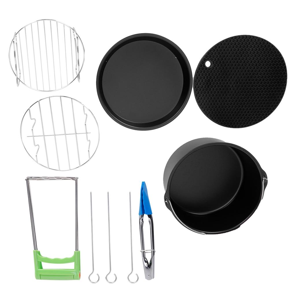 7in Kitchen Electric Fryer Accessory Cake Pan Pizza Plate Silicone Pad Grill Skewers Clamp