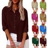 Women's Autumn Long Sleeve Button Solid Color Loose Shirt Casual Large Size Shirt