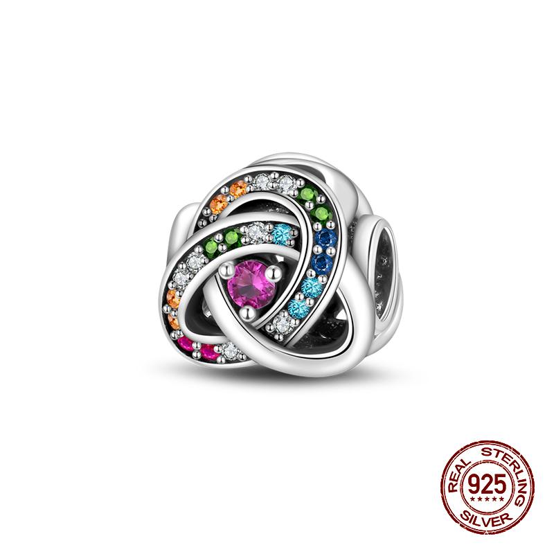 Fashion 100% 925 Sterling Silver Colorful Zircon Stars Moon Separator Charms Bead Fit Original Bracelet Fine DIY Jewelry