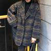 Autumn Warm Thicken Women's Vintage Woolen Plaid Coat for Winter
