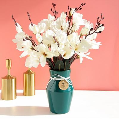 5 вилок, 20 головок, цветы магнолии, имитация букета, шелковый искусственный цветок, домашний стол, свадебное украшение для гостиной