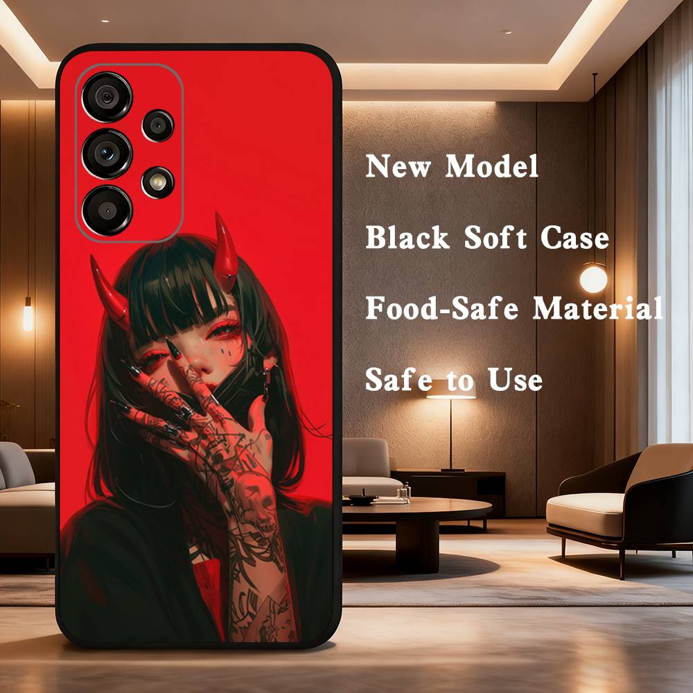 Japanese Warrior Woman Cool Phone Case For Samsung Galaxy A73,31,8,9,53,32,72,41,J7,52,71,22,Note Soft Black Silicone Cover