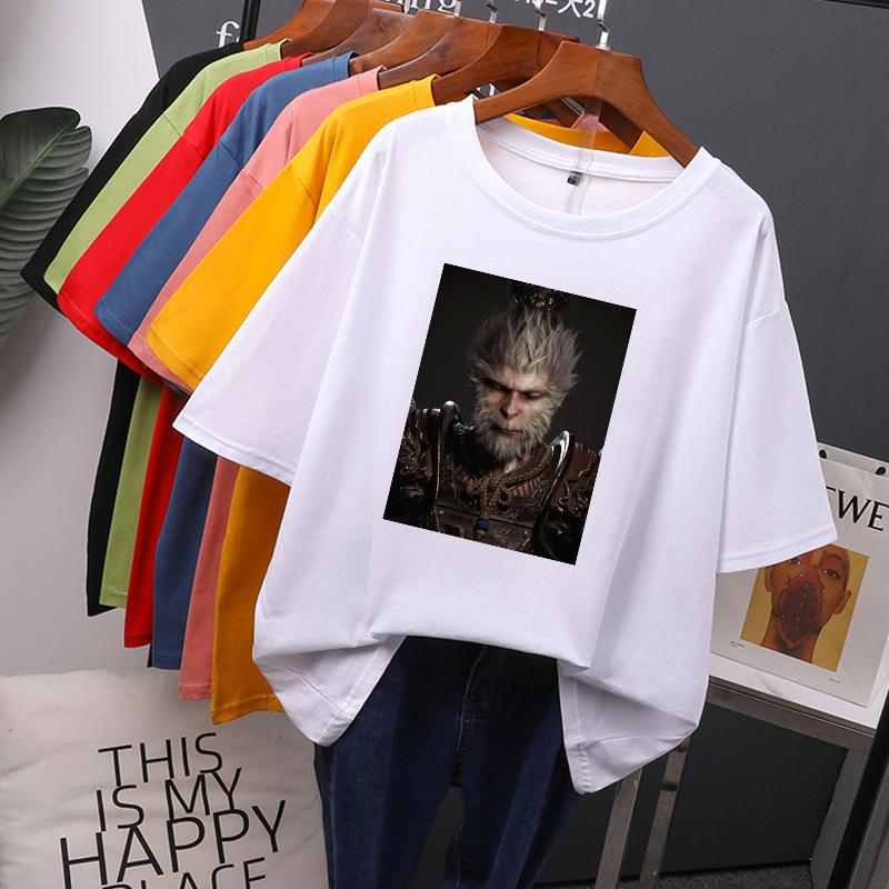 New Black Myth Wukong Clothes Men's Oversized Cotton Tees Summer New Printed T Shirt Soft Men Jumper Top