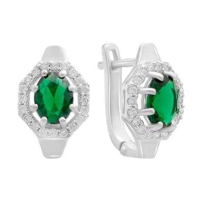 Серебряные серьги с изумрудом nano 2.802ct (2192183)