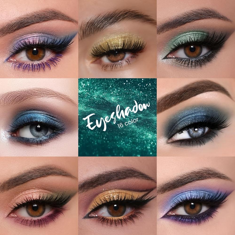 16-Color Sparkling Diamond Eyeshadow Palette High Pigments, Metallic & Pearl Finishes Versatile Face and Eye Makeup Matte & Shimmer Effects Eyeshadow