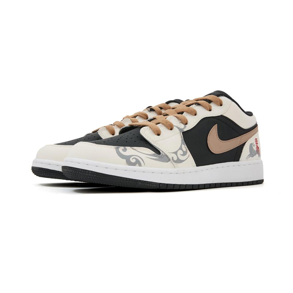 Jordan Air Jordan 1 Abrasion Resistant Low top Vintage Basketball Shoes Unisex Black Brown 553558-081(Team44-)
