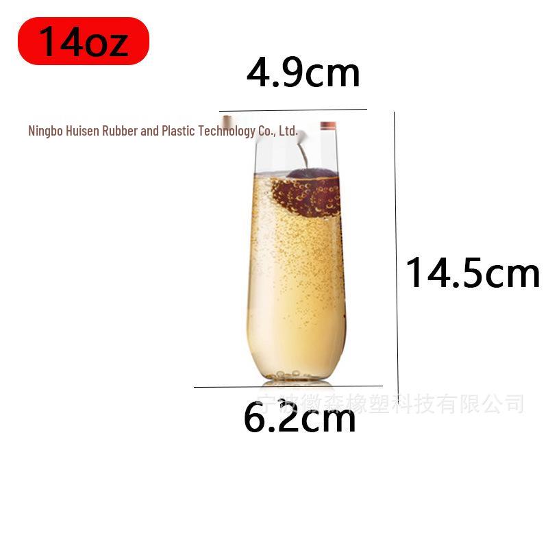 PET Plastic Egg-Shaped Footless Wine Glass, 12oz-16oz, Transparent