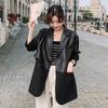 Spring and Autumn Women's New Design Contrast Color Suit Leather Jacket for Women