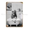 Lion On Bathtub Bubble Bath Metal Sign Poster Painting Wall Mural Personalized Design Cinema Tin Sign Poster